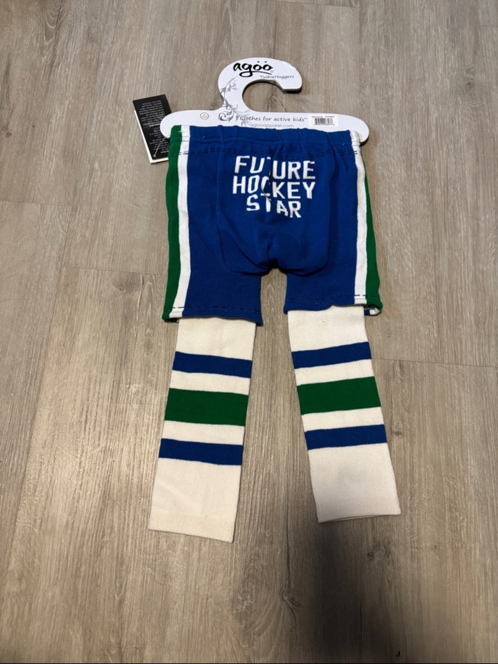'Future Hockey Star' Blue & Green Kids Leggings